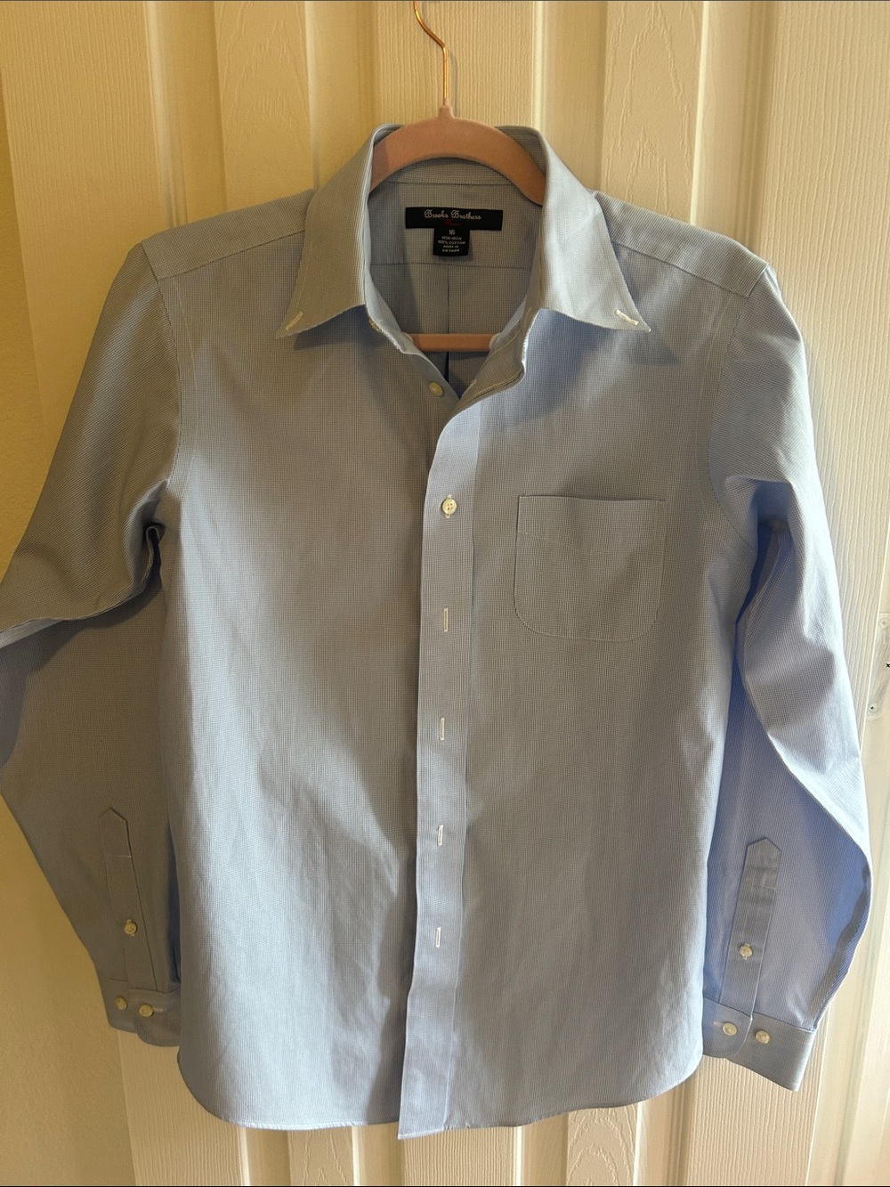 Brooks Brothers Men's Light Blue Dress Shirt - Classic Spread Collar